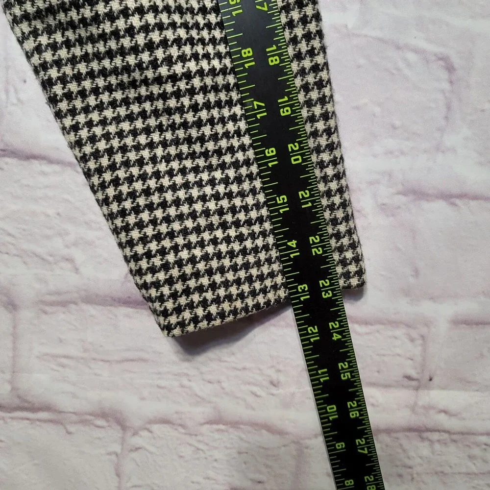Bergdorf Goodman Houndstooth Jacket Womens Large Black White Velvet‎ Collar - Picture 7 of 11